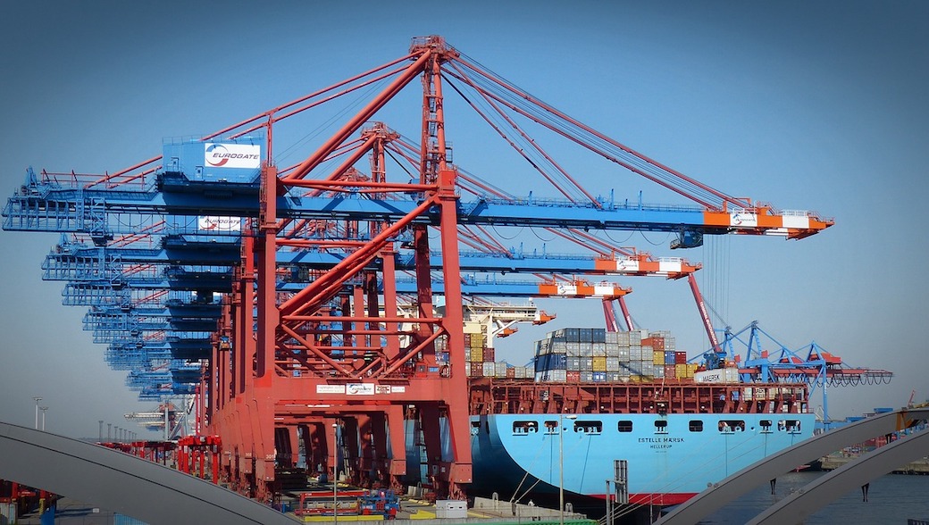 Container, Hamburg, Export, Import.