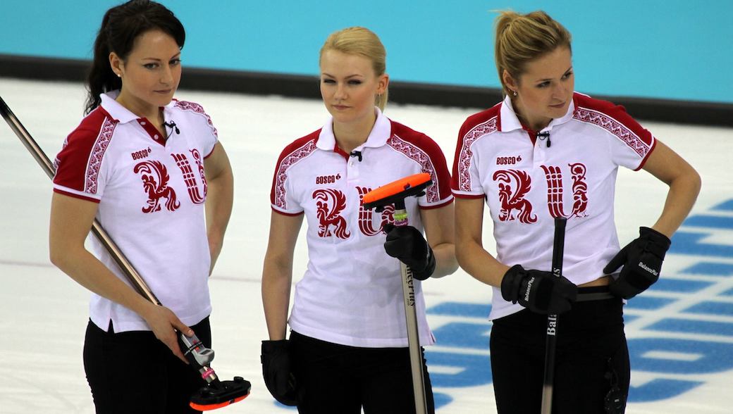 Russisches Curling-Team bei Olympia 2014
