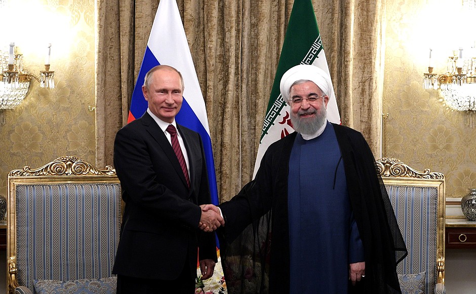 Russischer Präsident Wladimir Putin und Iranischer Präsident Hassan Rohani