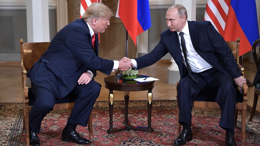 USA Präsident Donald Trump beim Treffen mit Russland Präsident Wladimir Putin in Helsinki